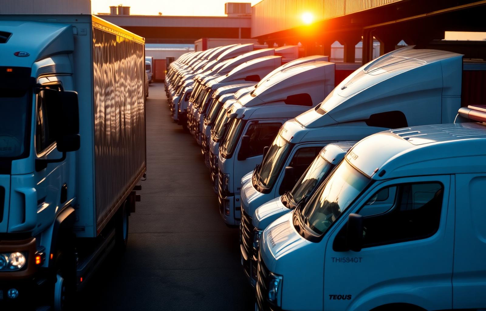Delivery fleet at depot